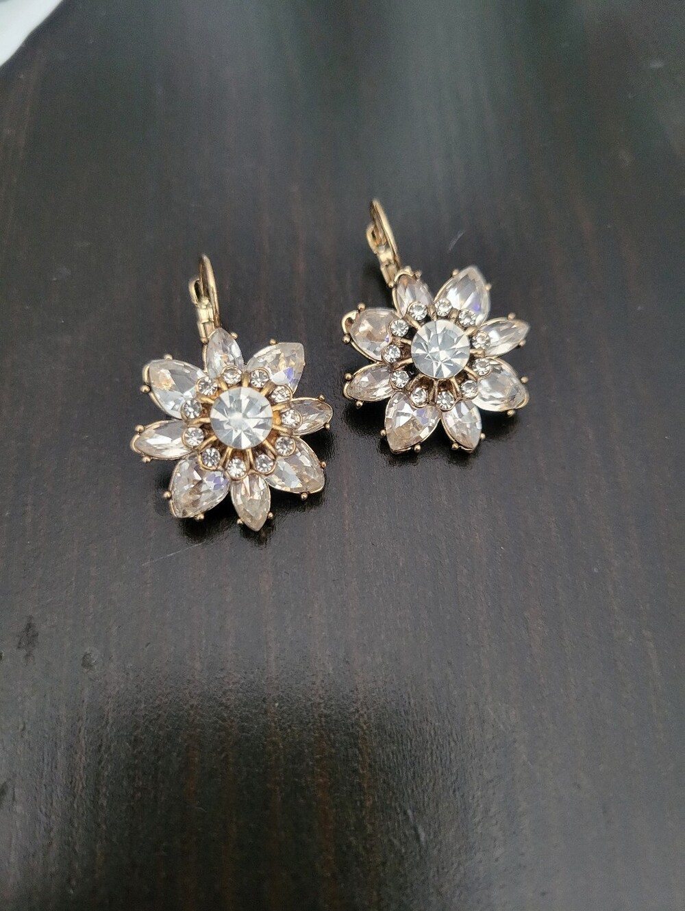Crystal Flower Hook Earrings